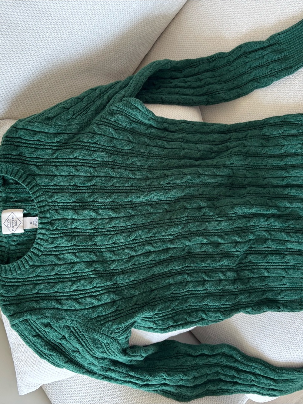 Tommy Bahama Forest Green Cable Crewneck Sweater